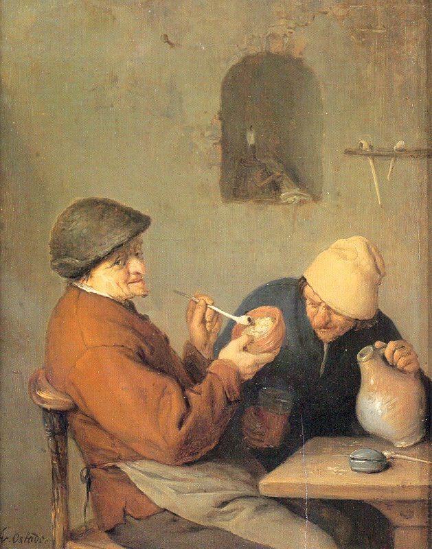 Ostade, Adriaen van The Drinker and the Smoker Sweden oil painting art